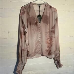 NWT AllSaints Stella Ume blouse, pink floral, women’s size 4.